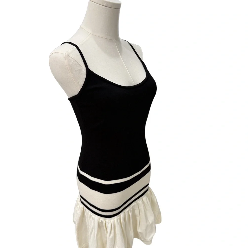 NWOT Meshki Black and White Sleeveless Knit Mini Dress | Size M | Never Worn - Picture 3 of 5
